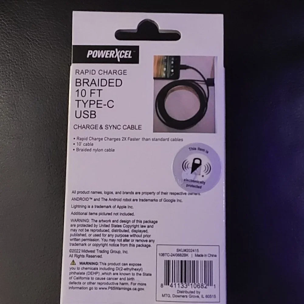 Rapid Charge Braided 10Ft Type-C USB Charge & Sync Cable | Powerxcel